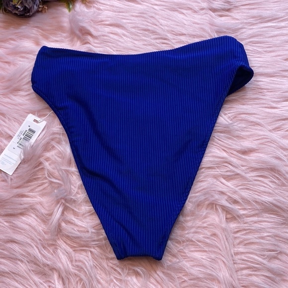 NWT Frankie’s Bikini Jenna Rib High Waist Bikini Bottom in Cerulean sz M - Picture 9 of 12